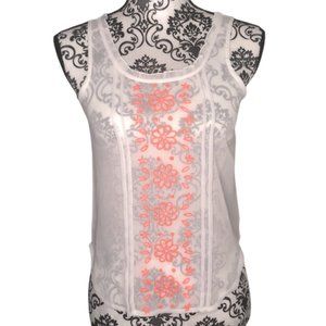 NWOT White & Pink Tank Top Blouse